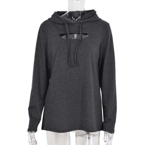 Tops - Keyhole Long Sleeve Hoodie Top